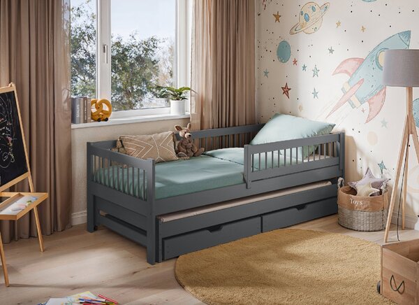 Lano Furniture Dětská rozkládací postel Softi grafit Rozměr (cm): 80x160