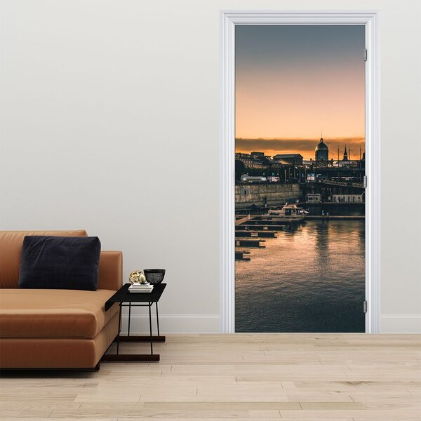 Fototapeta na dveře - Přístavní městečko (95x205cm)