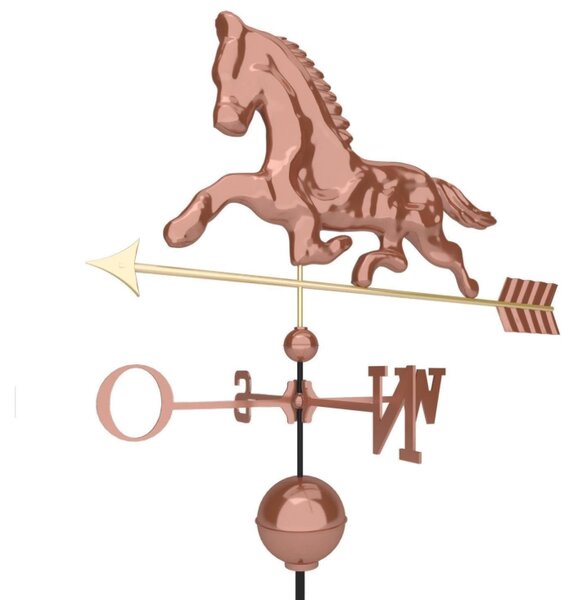 Dekorativní měděná korouhvička kůň, 118 cm