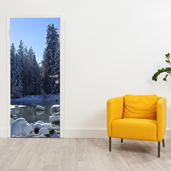 Fototapeta na dveře - Zasněžený les (95x205cm)