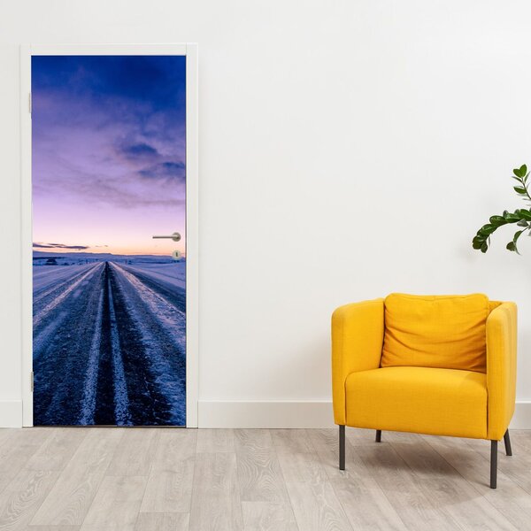 Fototapeta na dveře - Silnice v zimě (95x205cm)