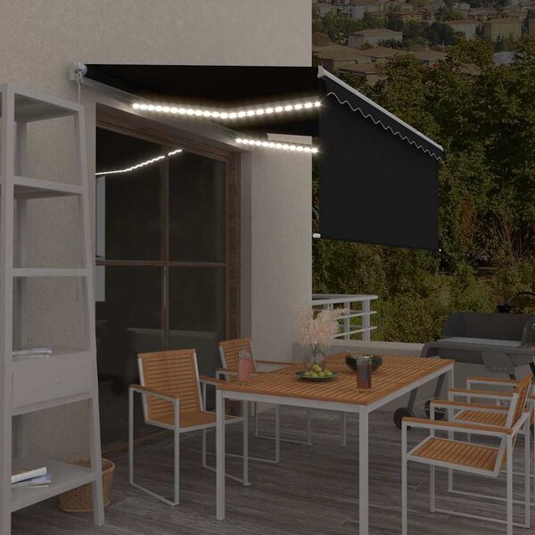 Ručně zatahovací markýza s roletou a LED 3,5x2,5 m antracitová
