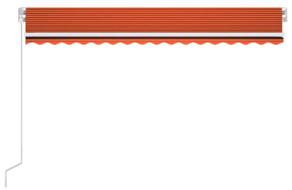 Ručně zatahovací markýza s LED světlem 450x300 cm oranžovohnědá