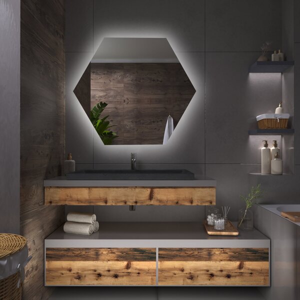 Atypické zrcadlo do koupelny s LED osvětlením G10
