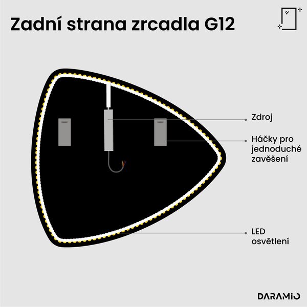 Atypické zrcadlo do koupelny s LED osvětlením G12