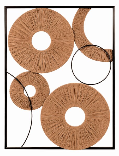 Nástěnná dekorace CIRCLES kovová 48x68 cm, černá / hnědá