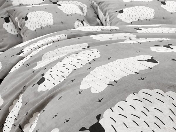 Polybavlněné povlečení WHITE SHEEPS šedé Rozměr povlečení: 70 x 90 cm | 140 x 200 cm