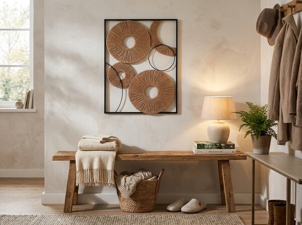 Nástěnná dekorace CIRCLES kovová 48x68 cm, černá / hnědá