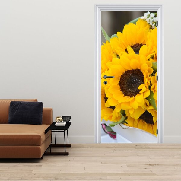 Fototapeta na dveře - Svatební kytice ze slunečnic (95x205cm)