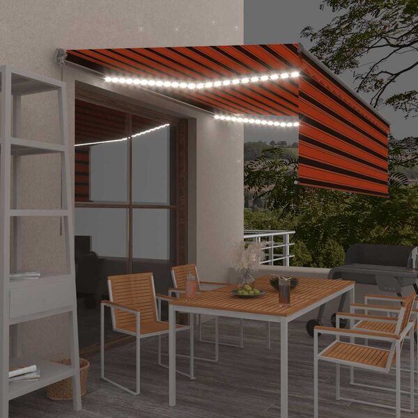 Ručně zatahovací markýza s roletou a LED 4,5x3 m oranžovo-hnědá