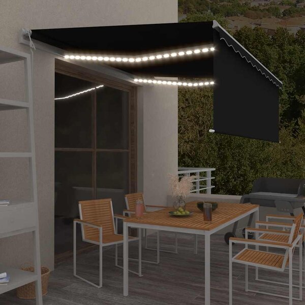 Automatická markýza roleta LED senzor větru 4,5x3 m antracitová