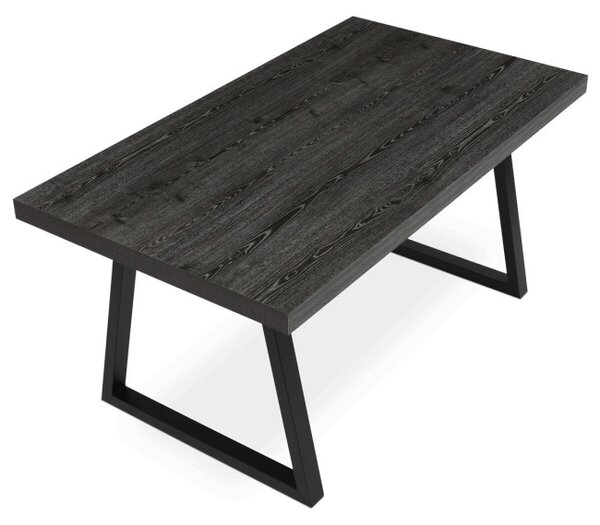Jídelní stůl 160x90 cm, rozkládací HT-R5624 GREY dub šedý / černé nohy