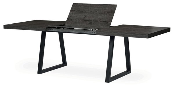 Jídelní stůl 160x90 cm, rozkládací HT-R5624 GREY dub šedý / černé nohy
