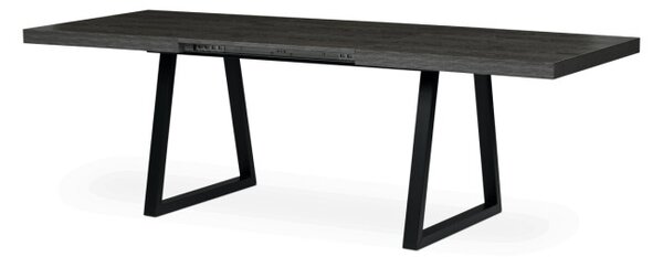 Jídelní stůl 160x90 cm, rozkládací HT-R5624 GREY dub šedý / černé nohy