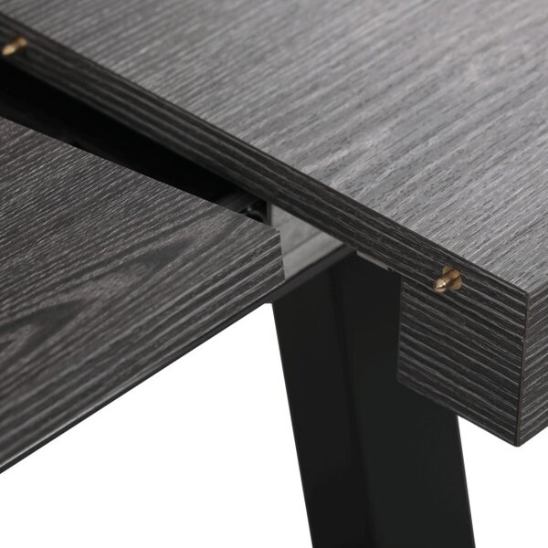 Jídelní stůl 160x90 cm, rozkládací HT-R5624 GREY dub šedý / černé nohy