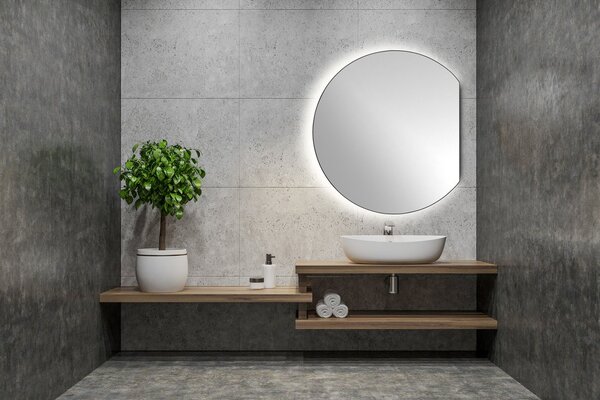Sapho Sapho, DARA CUT LED podsvícené zrcadlo 20W, ø 100x90cm, topná folie, 34900CI