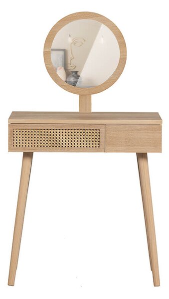 Toaletní stolek se zrcadlem foosy 70 x 40 cm přírodní