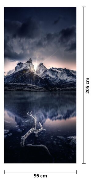 Fototapeta na dveře - Jezero s horou (95x205cm)