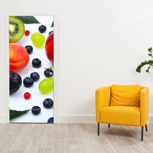 Fototapeta na dveře - Ovoce s kapkami vody (95x205cm)