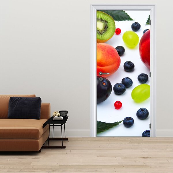 Fototapeta na dveře - Ovoce s kapkami vody (95x205cm)