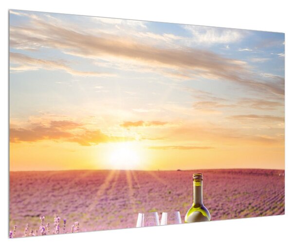 Obraz levandulového pole a vína (90x60 cm)