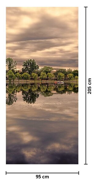 Fototapeta na dveře - Jezero a stromy (95x205cm)