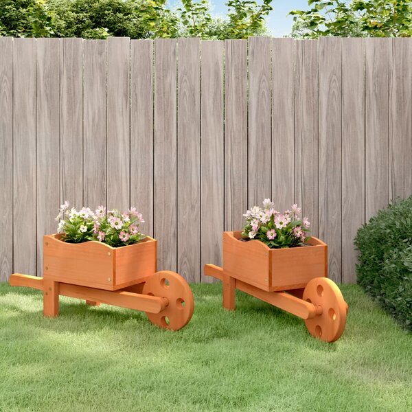 Truhlíky ve tvaru kolečka 2 ks 47 x 15 x 19 cm masivní jedle