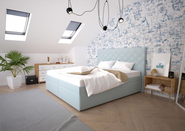 Blanář Neapol čalouněná postel vč. roštů 180 x 200 cm, modrá