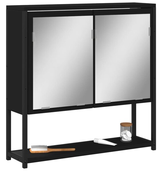 Koupelnová skříňka se zrcadlem černá 60 x 16 x 60 cm kompozit
