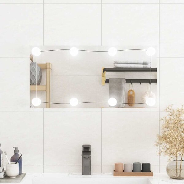 Nástěnné zrcadlo s LED osvětlením 30 x 60 cm sklo obdélníkové