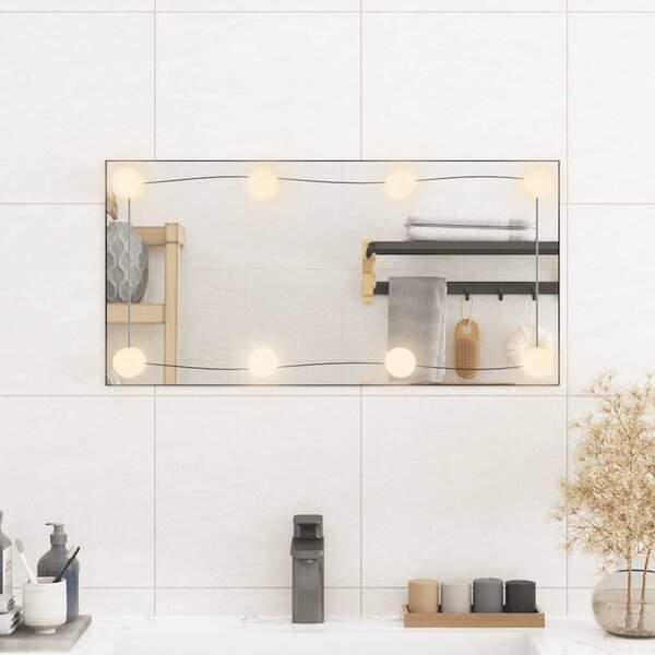 Nástěnné zrcadlo s LED osvětlením 30 x 60 cm sklo obdélníkové