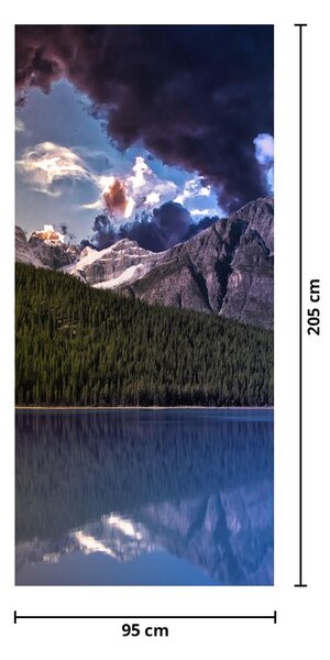 Fototapeta na dveře - Jezero a hory (95x205cm)
