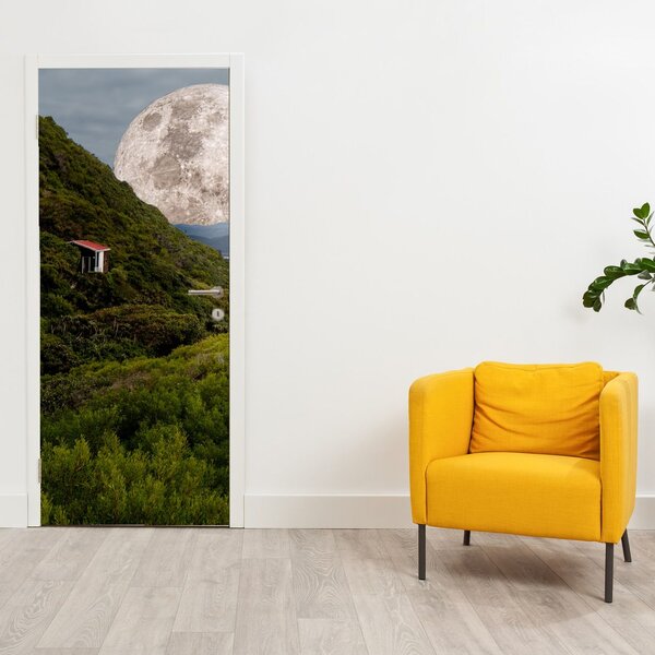 Fototapeta na dveře - Krajina s měsícem (95x205cm)