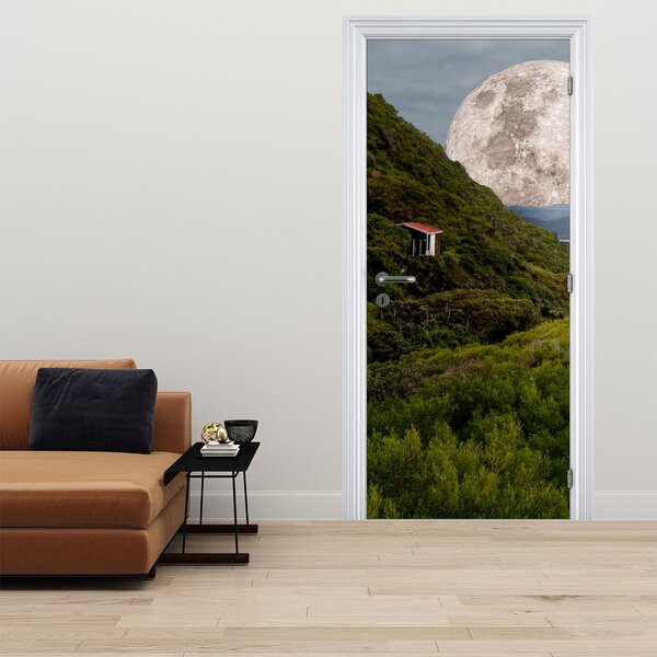 Fototapeta na dveře - Krajina s měsícem (95x205cm)