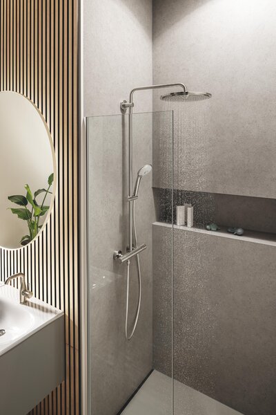 Grohe Euphoria sprchová sada na stěnu s termostatem s dešťovou sprchou SuperSteel 26075DC0