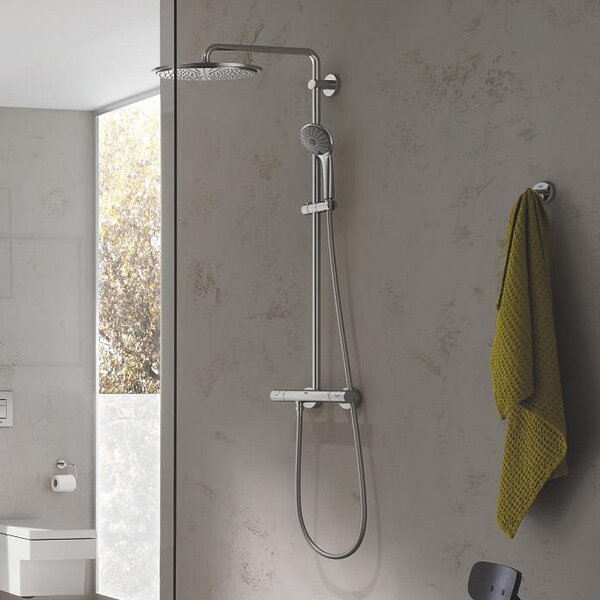 Grohe Euphoria sprchová sada na stěnu s termostatem s dešťovou sprchou SuperSteel 26075DC0