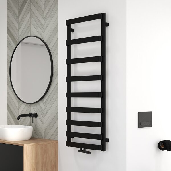 Oltens Varme koupelnový radiátor žebříkový 129.5x50 cm černá mat 55002300
