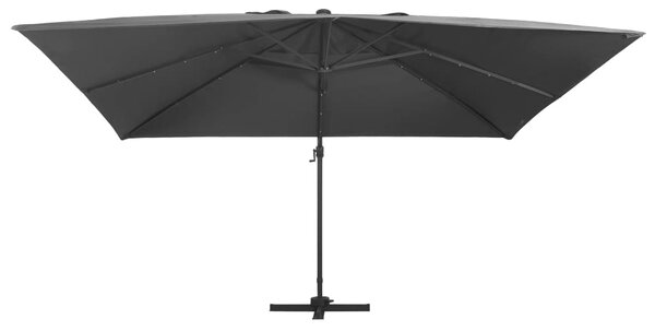 Boční zahradní slunečník s LED hliníková tyč 400x300cm antracit