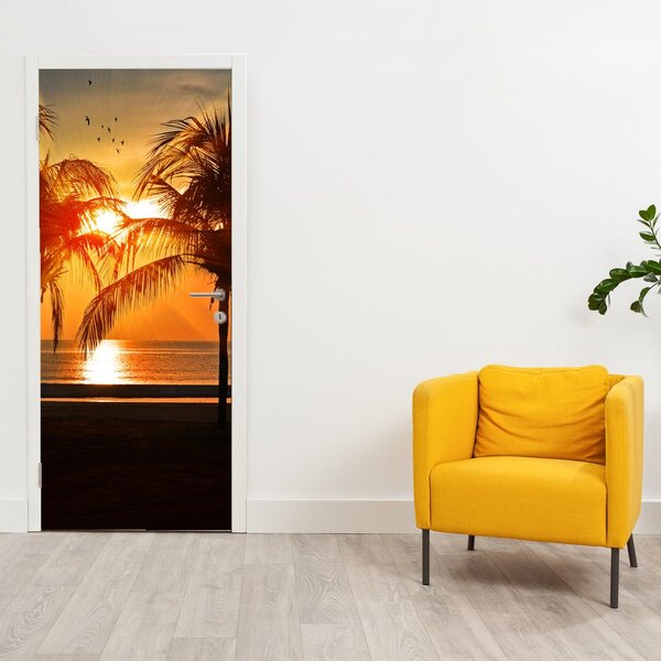 Fototapeta na dveře - Palmy v západu slunce (95x205cm)