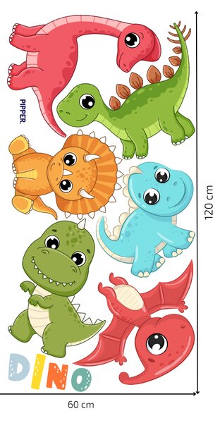 PIPPER. Textilní samolepka na zeď "Baby dinosaury"