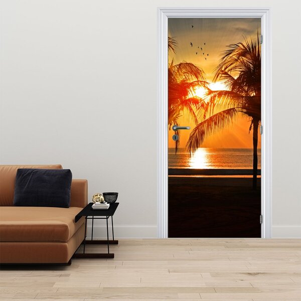 Fototapeta na dveře - Palmy v západu slunce (95x205cm)