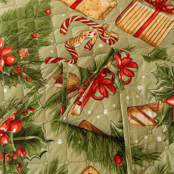 Přehoz na postel CHRISTMAS PRESENTS, zelený Rozměr: 220 x 240 cm