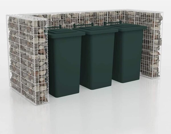 Gabionová zástěna pro 3 popelnice ocelová 250 x 100 x 120 cm