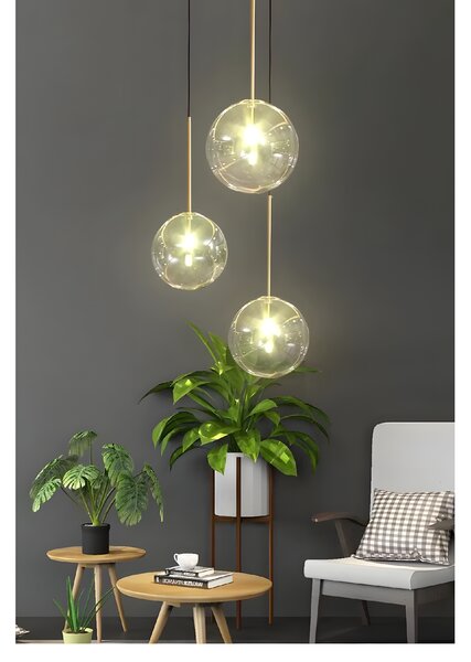 Toolight Skleněné kulovité svítidlo 20cm APP1683-1CP zlaté
