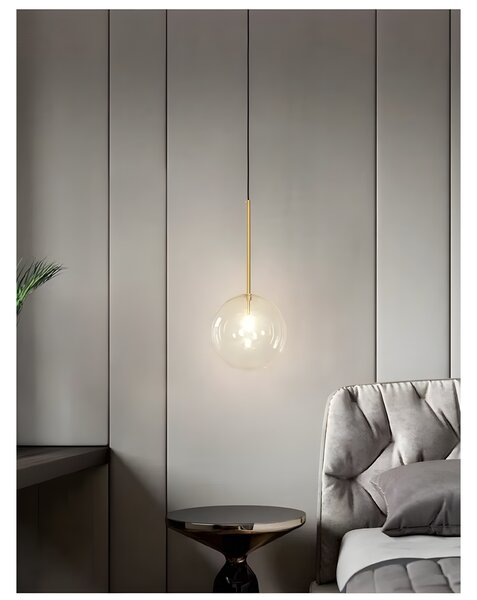 Toolight Skleněné kulovité svítidlo 20cm APP1683-1CP zlaté