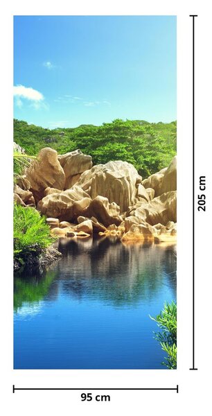 Fototapeta na dveře - Jezero v Seychelské džungli (95x205cm)