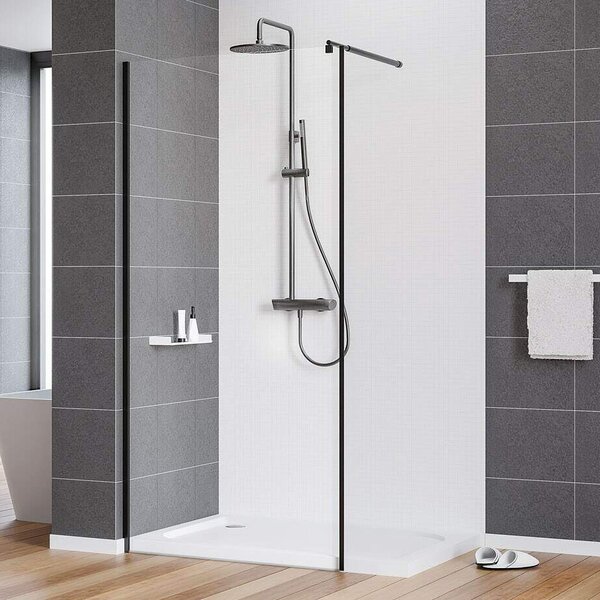 Deante Kerria Plus sprchová zástěna walk-in 90 cm černá matný/průhledné sklo KTS_N39P