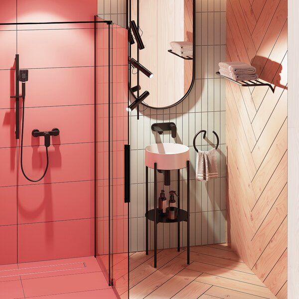 Deante Prizma sprchová zástěna walk-in 100 cm černá matný/průhledné sklo KTJ_N30R