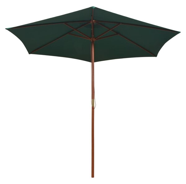 Slunečník 270 x 270 cm s dřevěnou tyčí zelený