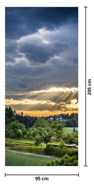 Fototapeta na dveře - Krajina s paprsky (95x205cm)